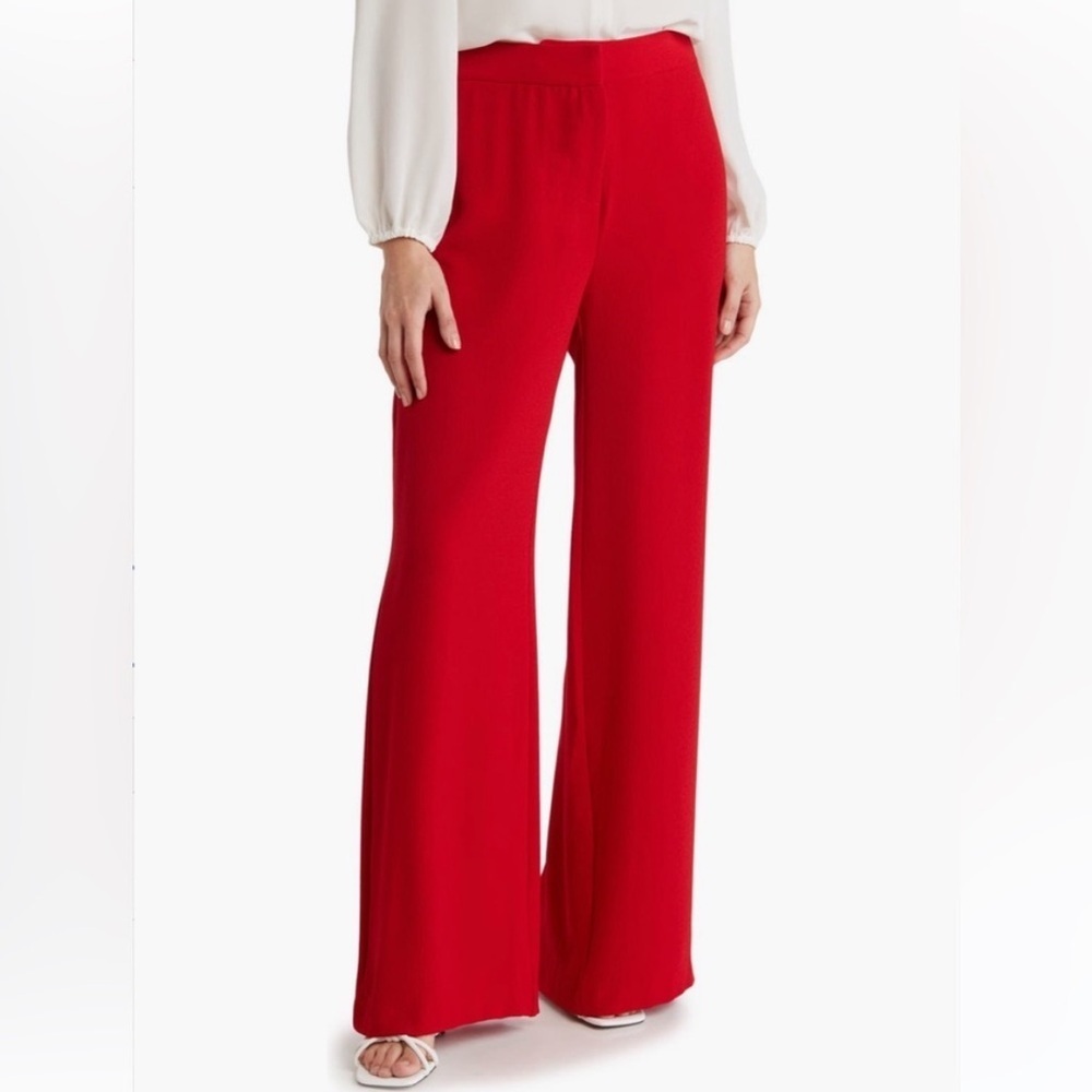 Nanette Lepore Red Crepe Wide Leg Pant